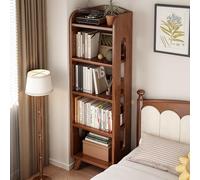 Bibliothèque d'angle haute - Bibliothèque ouverte en bois avec déflecteur latéral, étagères épaisses et robustes, armoire noire élégante, peu encombrante, petite bibliothèque pour chambre à coucher