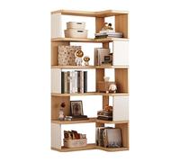 Bibliothèque d'angle haute en forme de L - Étagère de rangement en bois pour salon, chambre, cuisine, bureau à domicile - Étagère moderne pour économiser de l'espace