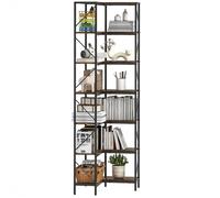 Bibliothèque d'angle - HOMCOM - 7 niveaux - industriel - étagères de rangement - 60 x 60 x 198 cm, brun rustique