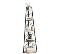 Bibliothèque d'angle HOMCOM, bibliothèque sur pied à 5 étagères, meuble de rangement pour le salon, le bureau ou la chambre à coucher, finition bois naturel