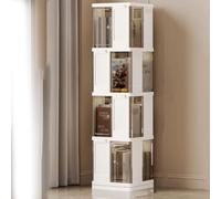 Bibliothèque d'angle moderne rotative à 360° à 4 niveaux, étagère de rangement à 2/3 niveaux avec portes, étagère debout en plastique, élégante maison nizer (142 cm)