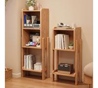 Bibliothèque d'angle multicolore noire avec grands pieds d'armoire à bords arrondis - Design unique haut et bas pour un rangement élégant à la maison (naturel 31,5 + 43)