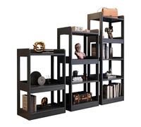 Bibliothèque d'angle noire avec déflecteur latéral, grande capacité, bords ronds, 3 tailles et 5 couleurs, idéale pour les petits espaces, étagères noires élégantes pour la maison et le bureau