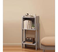 Bibliothèque d'angle noire multicolore avec grands pieds d'armoire, étagères de présentation en bois à bords arrondis, design unique et bas pour la maison et le bureau (gris 80 cm)