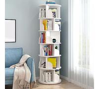 Bibliothèque d'angle ronde rotative à 360° pour enfants, 2 à 6 niveaux, pour salon, chambre à coucher, bibliothèque et bureau à domicile, design moderne, blanc