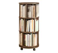 Bibliothèque d'angle rotative à 360° - Bibliothèque en bois avec roulettes - Design tour gain de place multi-niveaux 2/3/4/5/6 étagères de rangement pour la maison et le bureau