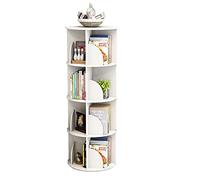 Bibliothèque d'angle rotative à 360° blanche de 1 à 6 niveaux, table basse ronde, bibliothèque sur la table, étagère de sol (couleur : blanc, taille : 4 niveaux)