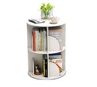 Bibliothèque d'angle rotative à 360° blanche de 1 à 6 niveaux, table basse ronde, bibliothèque sur la table, étagère de sol (couleur : blanc, taille : 2 niveaux)