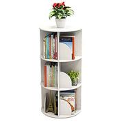 Bibliothèque d'angle rotative à 360° blanche de 1 à 6 niveaux, table basse ronde, bibliothèque sur la table, étagère de sol (couleur : blanc, taille : 3 niveaux)