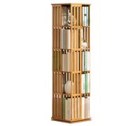 Bibliothèque d'angle rotative à 360° en bambou 5/6 niveaux pour étudiants - Étagère de rangement en bois peu encombrante (37 x 37 x 149 cm) - Maison moderne.