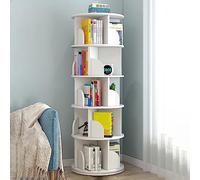 Bibliothèque d'angle rotative à 360° pour enfants et adultes - 6 niveaux - Couleur blanche - Idéale pour salon, chambre à coucher, bibliothèque, bureau à domicile