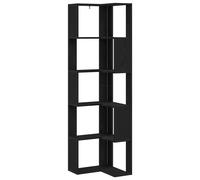 Bibliothèque D'angle Vidaxl 5 Étagères Chêne Noir 50x50x179 Cm Bois D'ingénierie Noir