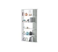 Bibliothèque DAPHNE 4 tablettes L90cm x H180cm - Blanc et Béton