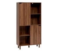 Bibliothèque de 2 portes coulissantes et 8 niches coloris marron - Longueur 80 x largeur 30 x Hauteur 159,5 cm