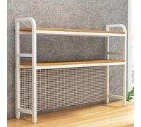 Bibliothèque De Bureau À 2 Niveaux - Étagère De Comptoir Polyvalente, Étagère De Rangement Industrielle En Grille, Présentoir De Rangement Pour Décoration Intérieure, Pour Livres, Magazines, CD(B,95X2