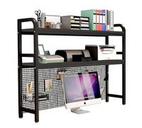Bibliothèque De Bureau À 2 Niveaux - Étagère De Comptoir Polyvalente, Étagère De Rangement Industrielle En Grille, Présentoir De Rangement Pour Décoration Intérieure, Pour Livres, Magazines, CD(A,75X2