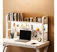 Bibliothèque de Bureau à 2 Niveaux, étagère métallique avec Panneau grillagé, étagère de Rangement en métal avec Compartiments Ouverts pour la Maison(White Single Layer,55cm/21.6in)