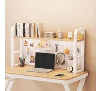 Bibliothèque de Bureau à 2 Niveaux, étagère métallique avec Panneau grillagé, étagère de Rangement en métal avec Compartiments Ouverts pour la Maison(Walnut Single Layer,95cm/37.4in)