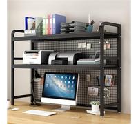 Bibliothèque de bureau à 2 niveaux pour bureau d'ordinateur - Tableau noir et noir élégant, 105 x 30 cm - Parfait pour le bureau à domicile et l'étude, solution de rangement peu encombrante