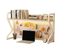 Bibliothèque de bureau à 2 niveaux - Rangement peu encombrant pour bureau, dortoir ou bureau d'ordinateur, idéale pour organiser des livres et des articles d'affichage