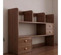 Bibliothèque de bureau à 3 niveaux en bois de noyer avec armoire et tiroirs - Robuste et multifonction pour la maison, le bureau et l'étude - Solution de rangement peu encombrante (100 x 17 x 80 cm)