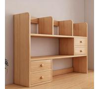 Bibliothèque de bureau à 3 niveaux en bois massif avec armoire et tiroirs - Organiseur multifonction stable pour dortoir, bureau et étude