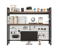 Bibliothèque de bureau à 3 niveaux pour bureau d'ordinateur, étagère de rangement pour dortoir ou comptoir de bureau Noir