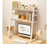 Bibliothèque de Bureau à Échelle 3 Niveaux pour Dortoir Bureau Maison,Étagère Supérieure en Bois,Organisateur Multifonction de Plan de Travail,Étagère de Rangement pour Bureau(Brown,L75cm/29in)