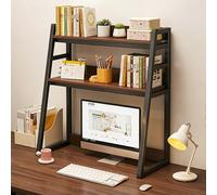 Bibliothèque de Bureau à Échelle 3 Niveaux pour Dortoir Bureau Maison,Étagère Supérieure en Bois,Organisateur Multifonction de Plan de Travail,Étagère de Rangement pour Bureau(Dark brown,L115cm/45in)