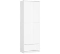 Bibliothèque de bureau AKORD R60 Blanche 60 cm 2 portes 1 tiroir façade Blanche 4 étagères 60x35x180 cm