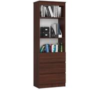 Bibliothèque de bureau AKORD R60 Wengé 60 cm 3 tiroirs façade Wengé 3 étagères 60x35x180 cm