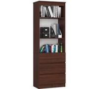 Bibliothèque de bureau AKORD R60 Wengé 60 cm 3 tiroirs façade Wengé 3 étagères 60x35x180 cm Wengé G