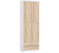 Bibliothèque de bureau Armoire AKORD R60 Blanche 60 cm 2 portes 1 tiroir façade Chêne Sonoma 4 étagères 60x35x180 cm