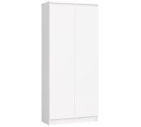Bibliothèque de bureau Armoire AKORD R80 Blanche 80 cm 2 portes façade Blanche 8 étagères 80x35x180 cm