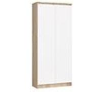 Bibliothèque de bureau Armoire AKORD R80 Chêne Sonoma 80 cm 2 portes façade Blanche 8 étagères 80x35x180 cm
