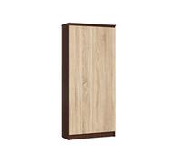 Bibliothèque de bureau Armoire R80 Wengé 80 cm 2 portes façade Chêne Sonoma 8 étagères 80x35x180 cm