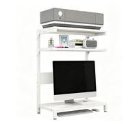 Bibliothèque de Bureau en Bois 3 Niveaux Compartiment Ouvert Etagere de Bureau a Poser Il Peut Contenir Un Écran et Une Imprimante pour Maison Dortoir(White,65x35x80cm)