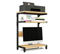 Bibliothèque de Bureau en Bois 3 Niveaux Compartiment Ouvert Etagere de Bureau a Poser Il Peut Contenir Un Écran et Une Imprimante pour Maison Dortoir(Black,70x38x90cm)