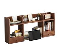 Bibliothèque de bureau en bois avec 5 étagères et 3 niveaux de rangement pour ordinateur, bureau, maison, dortoir, présentoir nizer pour livres et décoration