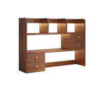 Bibliothèque de Bureau en Bois Hauteur 80 cm Forte Capacité de Charge Etagere de Bureau a Poser Gain de Place pour Maison, Dortoir(Brown)