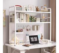 Bibliothèque de bureau en métal à 2/3 niveaux pour bureaux d'ordinateur, solution de rangement en acier épais pour dortoirs, bureaux, maison - Support de poste de travail élégant et durable
