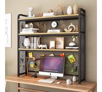 Bibliothèque de bureau - Étagère de rangement multifonction en bois à 3 niveaux pour bureau d'ordinateur et organisation de bureau