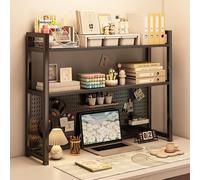 Bibliothèque de bureau multifonctionnelle en métal, forte capacité de charge et bonne stabilité for écran d'ordinateur jusqu'à 32 pouces, meuble for dortoir, bureau à domicile(Black,110*24*90cm)