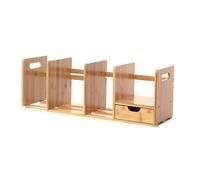 Bibliothèque de bureau pour bureau, étagère de rangement multicouche - Étagère de bureau rétractable avec double tiroirs - Organiseur de bureau en bois massif pour dortoir universitaire - Présentoir