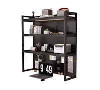 Bibliothèque de Bureau pour Ordinateur à 3 Niveaux Hauteur 130 cm Étagère de Bureau Modulable Métal Facile à Nettoyer pour Maison, Dortoir(Black,140cm)