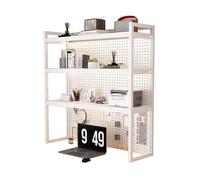 Bibliothèque de Bureau pour Ordinateur à 3 Niveaux Hauteur 130 cm Étagère de Bureau Modulable Métal Facile à Nettoyer pour Maison, Dortoir(White,140cm)