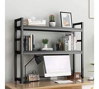 Bibliothèque de bureau réglable à 2 couches, clapier, étagère de rangement pour ordinateur, support d'imprimante, étagère de rangement ouverte, 95 x 24 x 90 cm (couleur : gris)