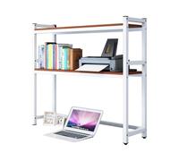 Bibliothèque De Bureau Réglable À 2 Niveaux - Étagère De Rangement En Bois Et Métal, Étagère De Comptoir Polyvalente, Présentoir De Bureau Autonome, Étagère De Rangement Pour Dortoir(E,115X24X90CM)