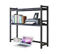 Bibliothèque De Bureau Réglable À 2 Niveaux - Étagère De Rangement En Bois Et Métal, Étagère De Comptoir Polyvalente, Présentoir De Bureau Autonome, Étagère De Rangement Pour Dortoir(D,65X24X90CM)