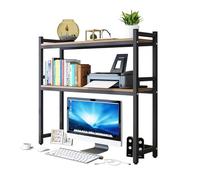 Bibliothèque De Bureau Réglable À 2 Niveaux - Étagère De Rangement En Bois Et Métal, Étagère De Comptoir Polyvalente, Présentoir De Bureau Autonome, Étagère De Rangement Pour Dortoir(B,85X24X90CM)